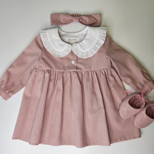 Rochita de botez cu guleras alb