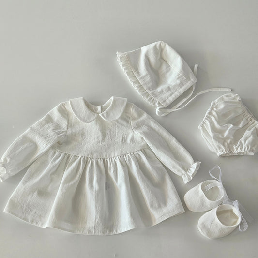 Rochita  alba de botez cu guleras