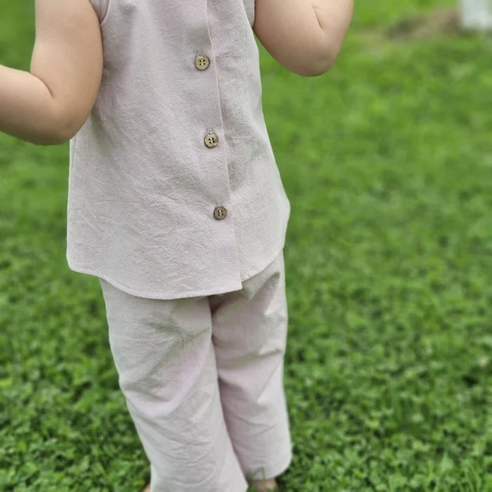 Set top si pantaloni roz