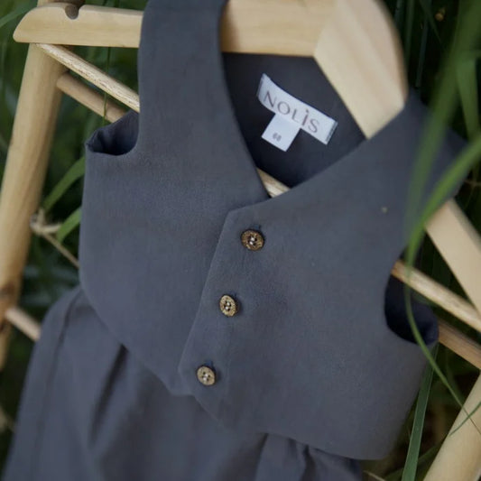 Costum botez baieti gri vesta cu pantaloni