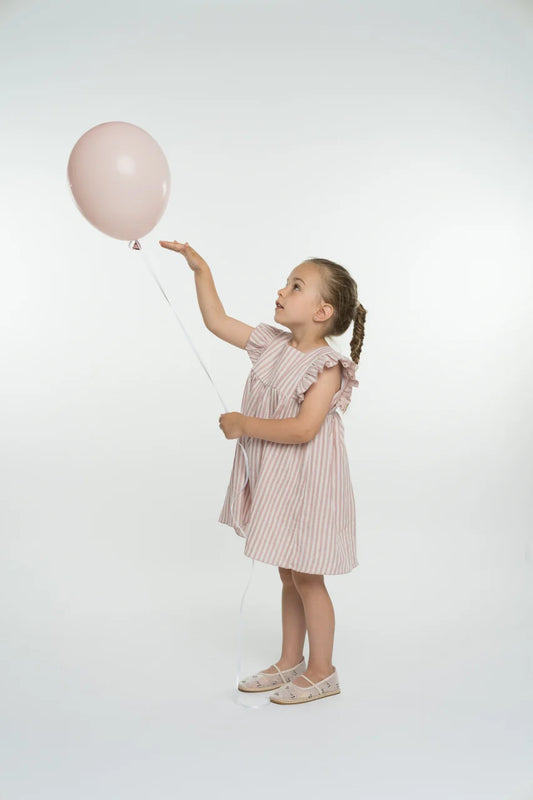 Rochita  din muselina in dungi, cu volanase