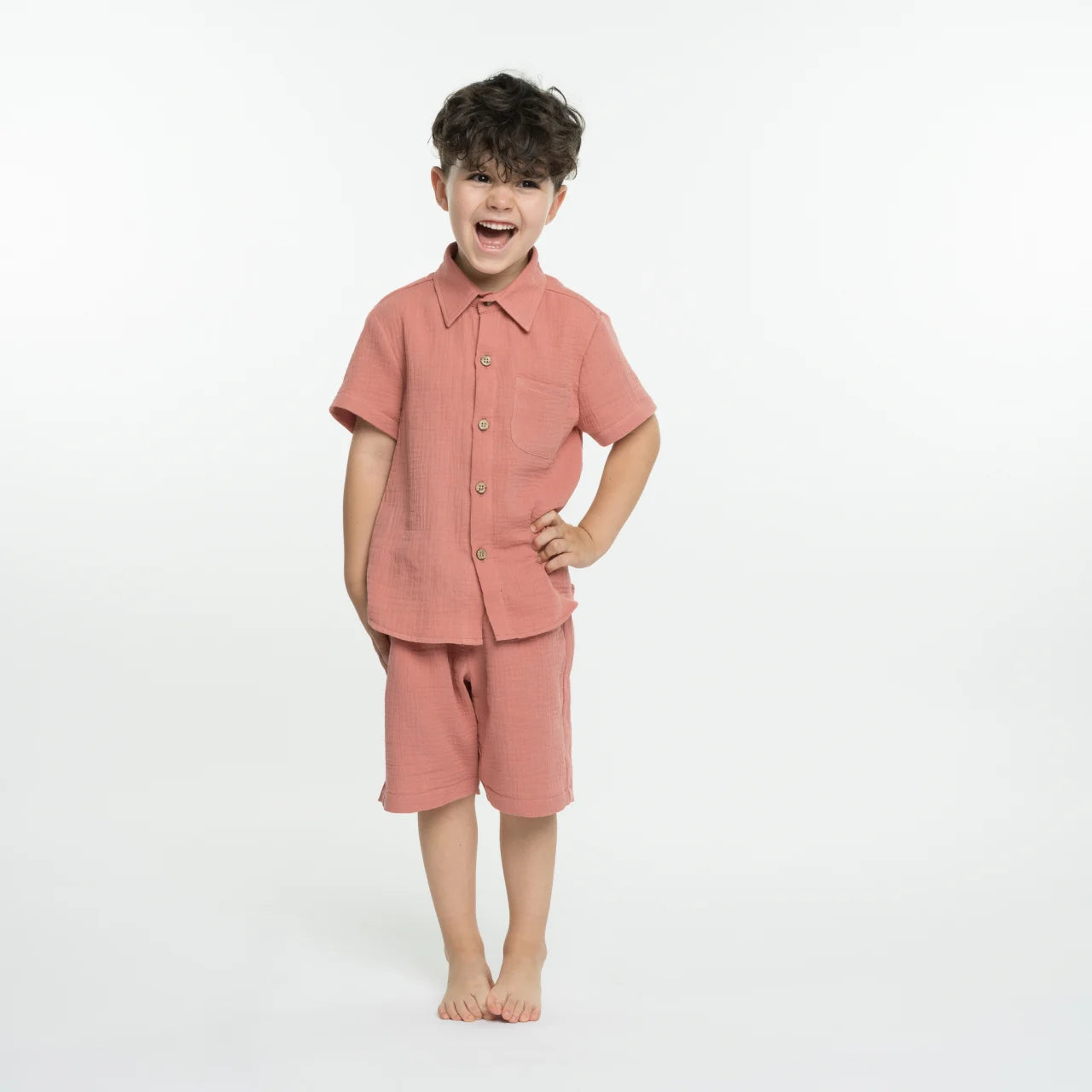 Set camasa cu pantaloni scurti din muselina