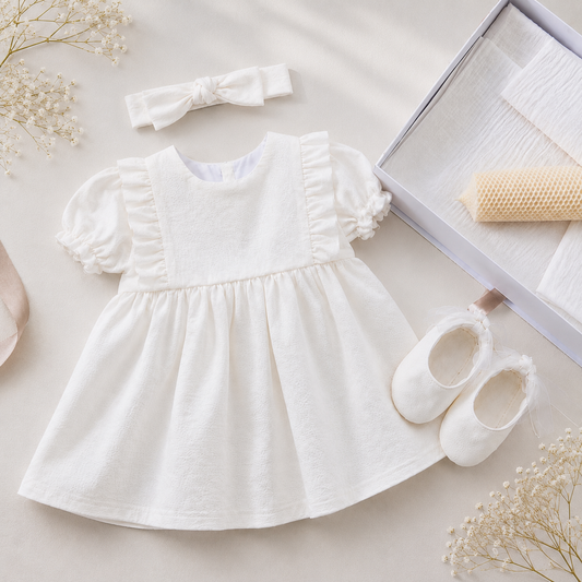 Set botez rochita cu maneca scurta