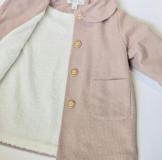 Palton roz cu blanita la interior