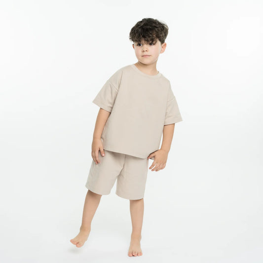 Set oversize tricou si pantaloni scurti din bumbac