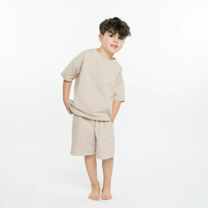 Set oversize tricou si pantaloni scurti din bumbac