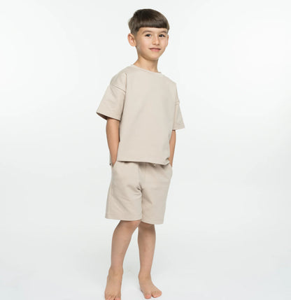 Set oversize tricou si pantaloni scurti din bumbac